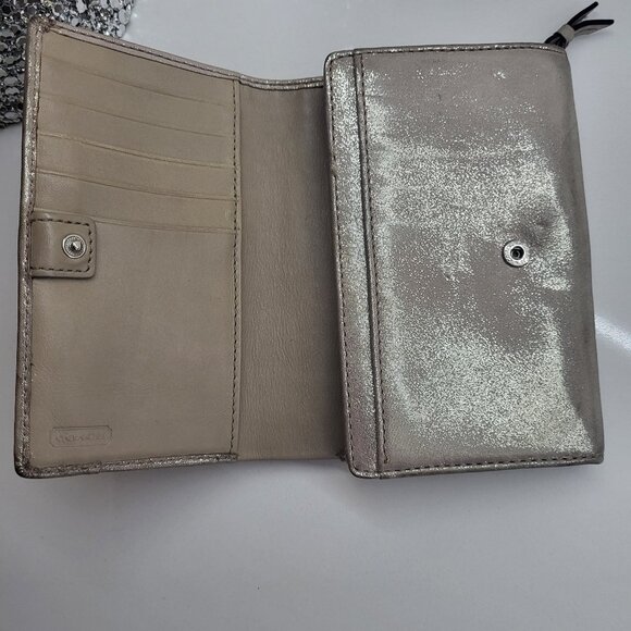 2 pc Coach Metallic Silver Shoulder Bag - Picture 9 of 11